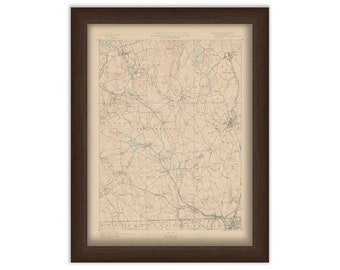 Blackstone, Hopkinton, Northbridge and Mendon, Massachusetts 1890 - Topographic Map - Replica and Genuine Original