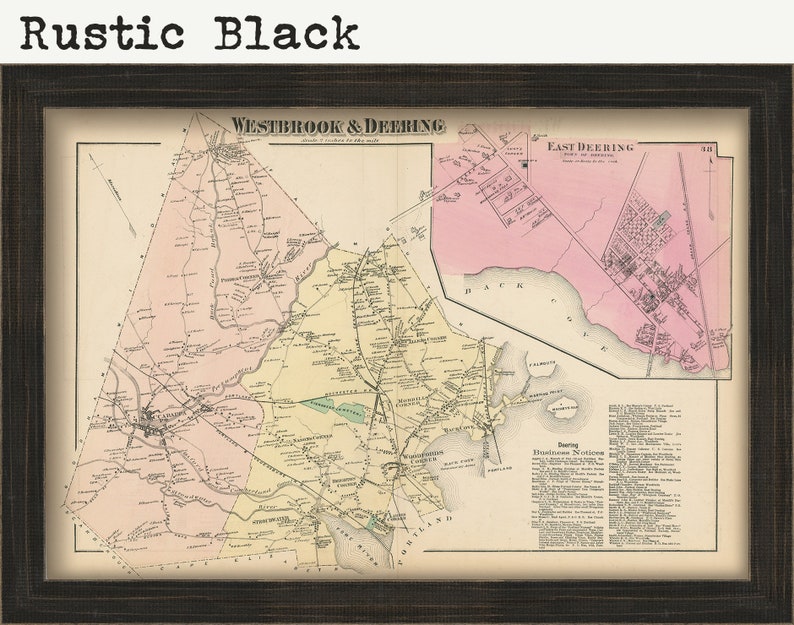 WESTBROOK and DEERING Maine 1871 Map Replica or Genuine Etsy
