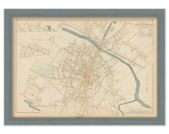 WESTFIELD VILLAGE, Massachusetts 1894 Map  -  Replica or Genuine ORIGINAL