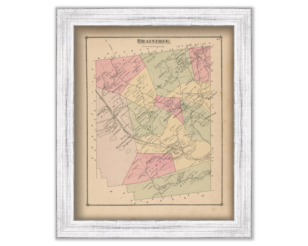 BRAINTREE Vermont 1877 Map Replica or Genuine ORIGINAL Etsy