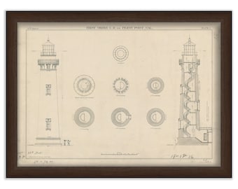 PIGEON POINT LIGHTHOUSE, California  - Drawing and Plan of the Lighthouse as it was in 1871.