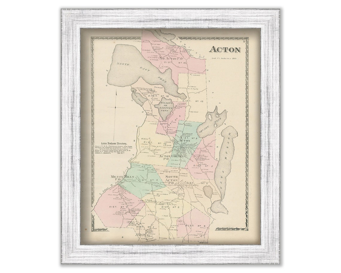 Town of ACTON Maine 1872 Map - Etsy