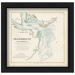 CHARLESTON HARBOR, South Carolina 1825 - Nautical Chart by Edmund Blunt