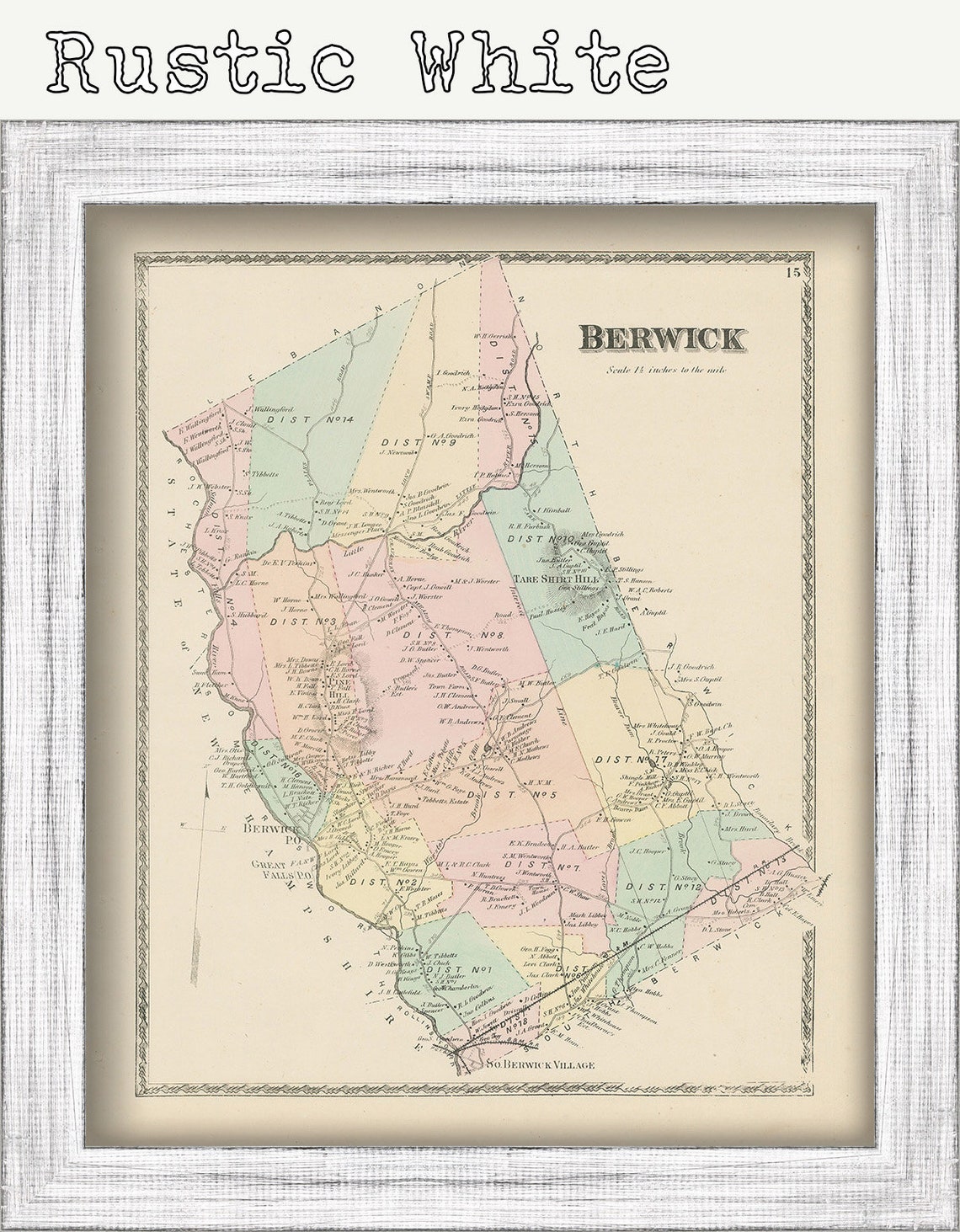 Town of BERWICK Maine 1872 Map Etsy