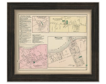 Villages of SHREWSBURY TOWNSHIP, New Jersey 1873 Map - Replica or Genuine ORIGINAL