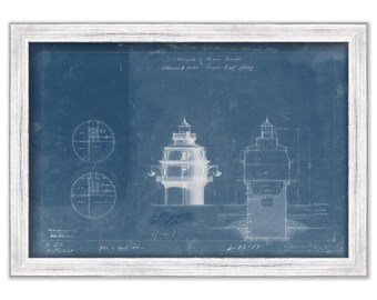 SHIP JOHN SHOAL Lighthouse, Delaware  -   Blueprint Drawing and Plan of the Lighthouse as it was in 1874.