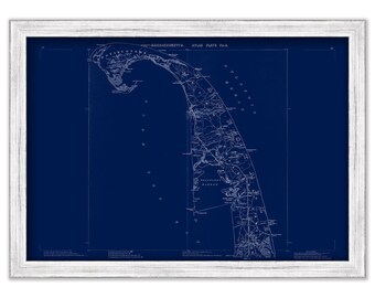 PROVINCETOWN, TRURO and WELLFLEET Massachusetts Map/Chart by Geo H. Walker & Co. published in 1891 - Blueprint Version
