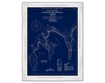 Little Neck Bay, Manhasset, Hempstead Harbor, Long Island - Blue Print - Nautical Chart by George W. Eldridge 1901