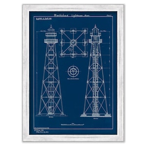 Marblehead Light Tower Blue Print - Drawing and Plan of the Lighthouse as it was when Lit on April 17th 1896