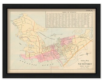 NEWPORT, Rhode Island 1893 Index Map