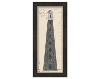 AMELIA ISLAND LIGHTHOUSE, Florida  - Drawing and Plan of the Lighthouse as it was in 1838.