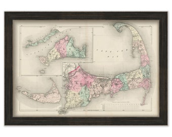BARNSTABLE, DUKES and NANTUCKET County, Massachusetts 1871 Map by Walling and Gray - Replica or Genuine Original