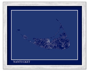 NANTUCKET, Massachusetts - Contemporary Map Poster Blueprint