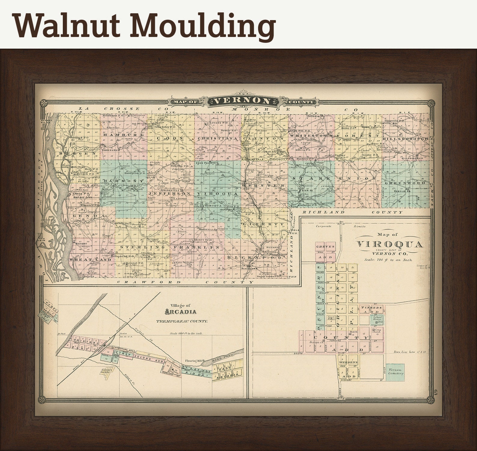 VERNON COUNTY Wisconsin 1878 Map Replica or Genuine Original Etsy