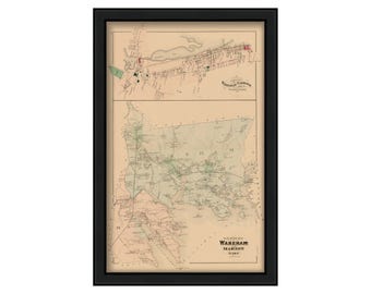 TOWN of WAREHAM and MARION, Massachusetts Map 1879-Colored Reproduction