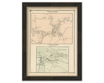 Villages of WOBURN, Massachusetts 1875 Map - Replica or Genuine ORIGINAL