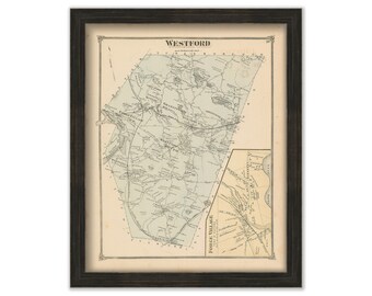 WESTFORD, Massachusetts 1875 Map - Replica or Genuine ORIGINAL