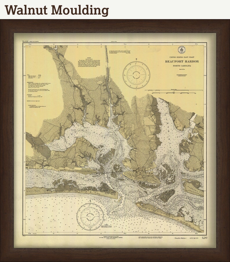 North Carolina 1928 Nautical Chart BEAUFORT HARBOR