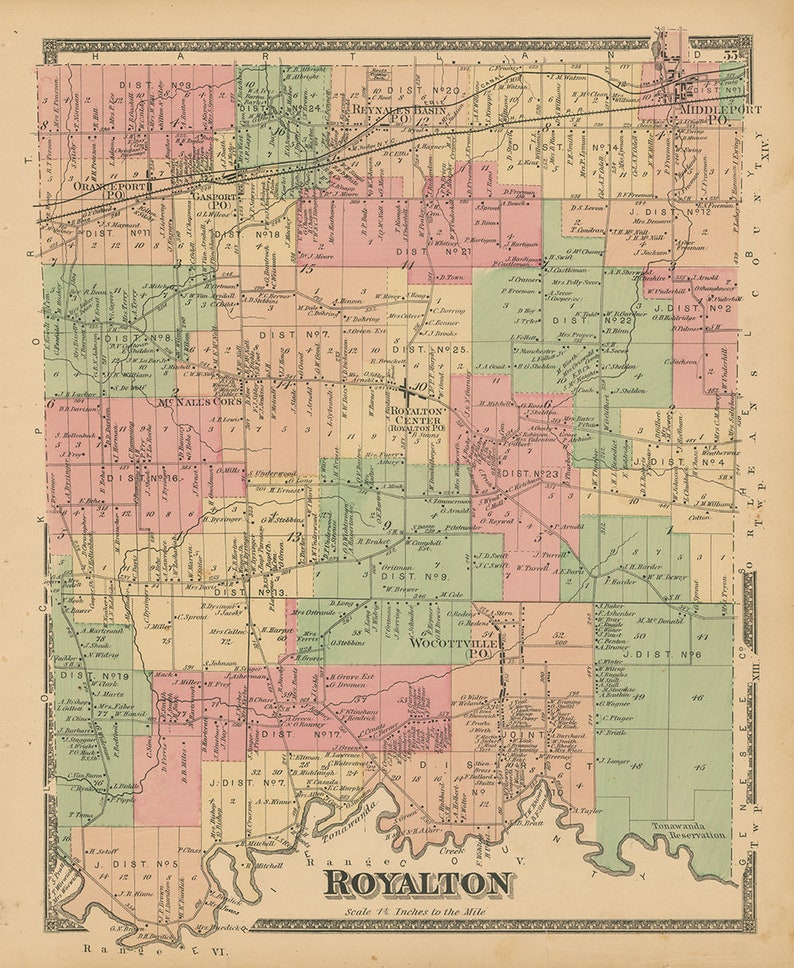 ROYALTON New York 1875 Map Replica or Genuine Original Etsy