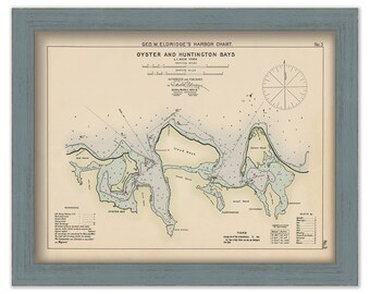 Oyster bay, Long Island, NY - Nautical Chart by George W. Eldridge Colored Version 0303