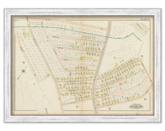 BROOKLINE, Massachusetts 1900 map, Plate 7 - Harvard St, Columbia St, Winchester St - Replica or GENUINE ORIGINAL