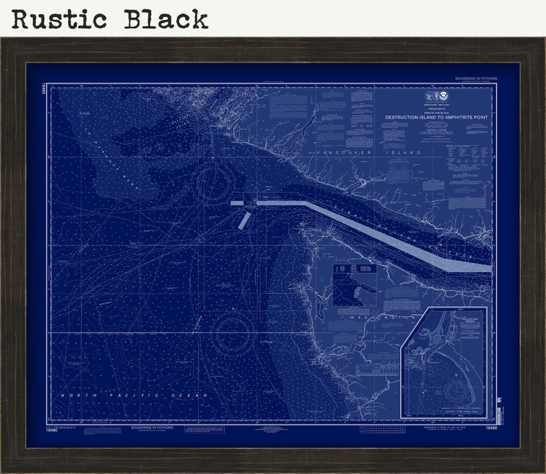 2013 Nautical Chart Blueprint Washington Approaches to Strait of Juan De Fuca