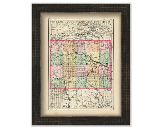 WASHTENAW COUNTY, Michigan 1873 Map - Replica or Genuine Original