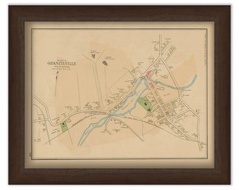 GRANITEVILLE, Massachusetts 1889 Map - Replica or Genuine ORIGINAL