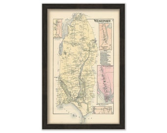 WESTPORT, Massachusetts 1871 Map - Replica or Genuine ORIGINAL