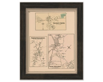Villages of STOUGHTON, Massachusetts 1876 Map - Replica or GENUINE ORIGINAL