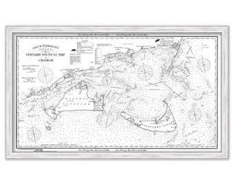 Vineyard Sound Light Ship to Chatham - Chart C in Black and White - by George W. Eldridge published in  1924