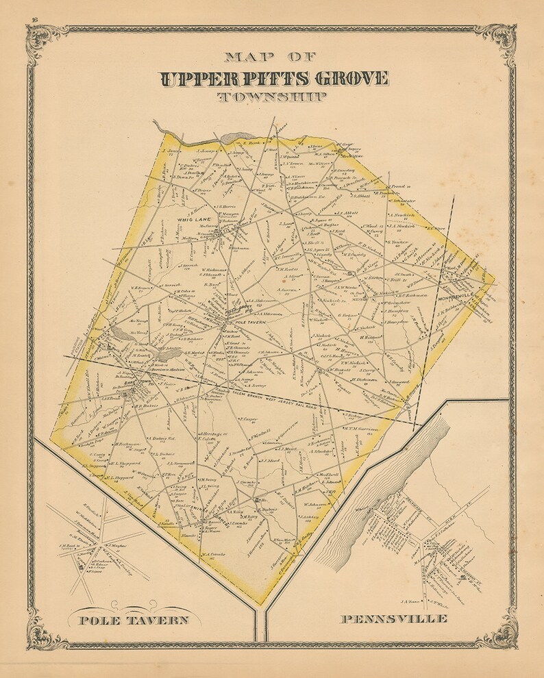 UPPER PITTSGROVE New Jersey 1879 Map Etsy