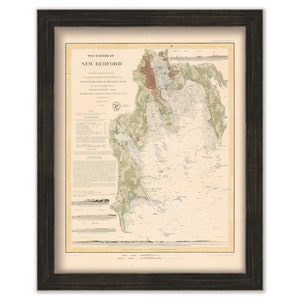 NEW BEDFORD Harbor, Massachusetts - 1846 Colored Nautical Chart