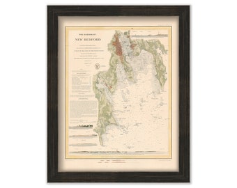 NEW BEDFORD Harbor, Massachusetts - 1846 Colored Nautical Chart