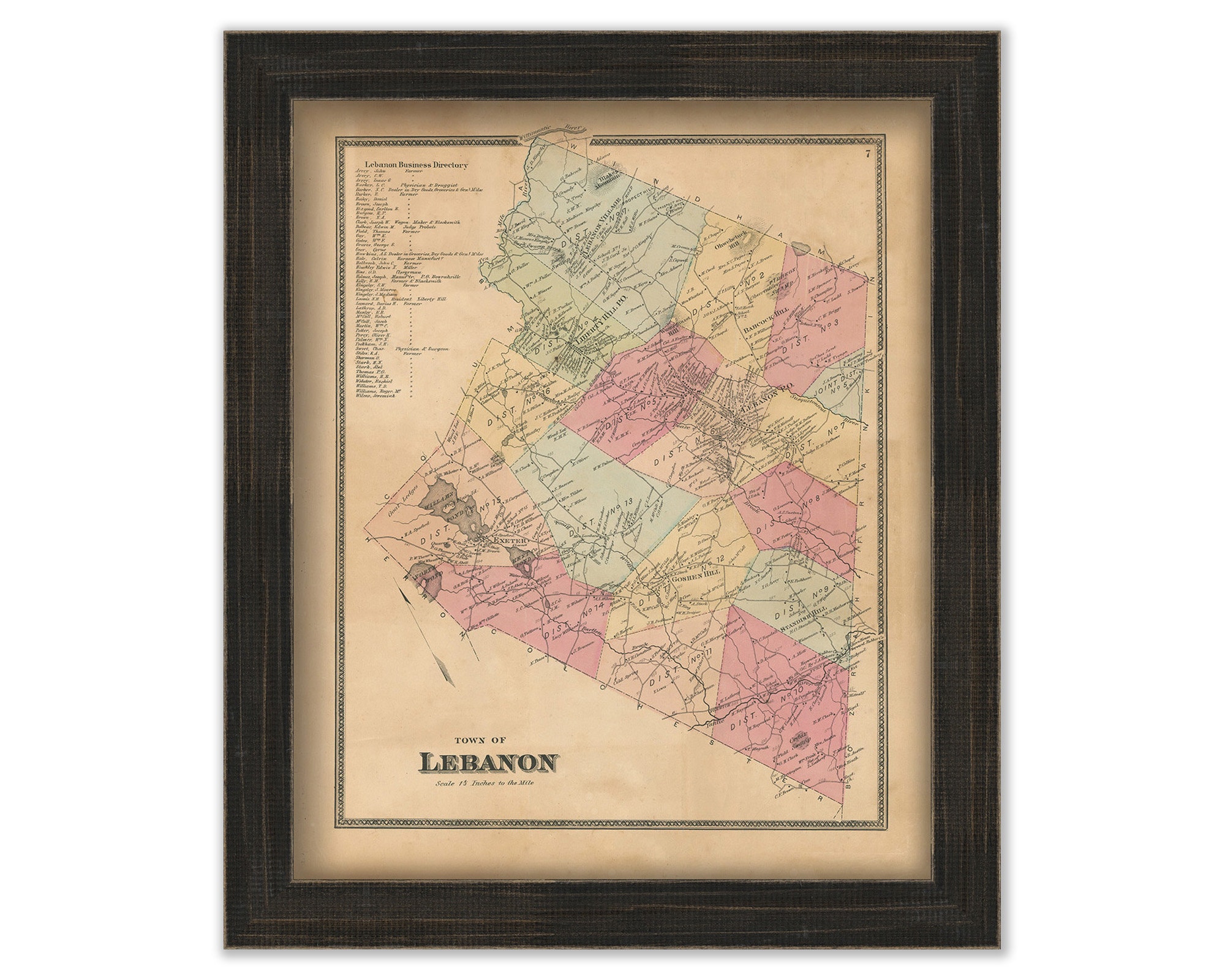 LEBANON Connecticut 1868 Map  Etsy
