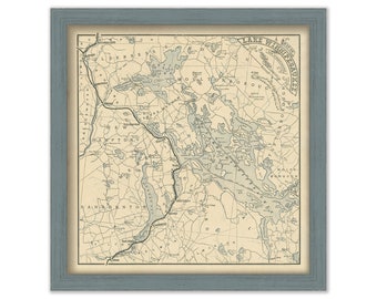 LAKE WINNIPESAUKEE and Squam Lake, New Hampshire 1885 Map