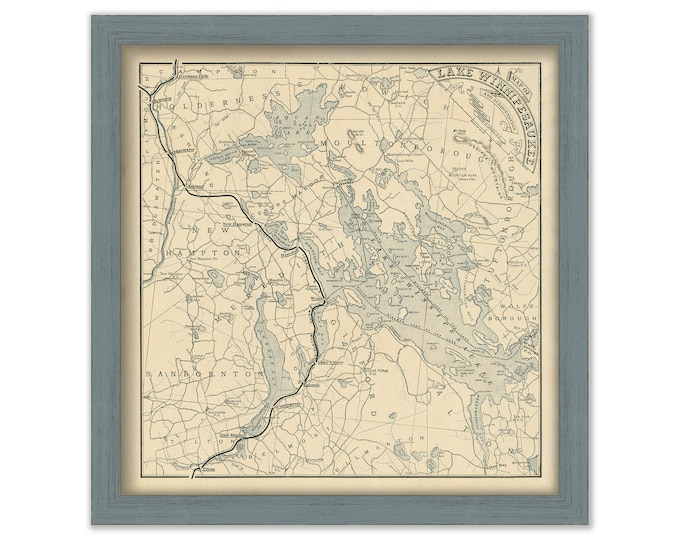 LAKE WINNIPESAUKEE and Squam Lake, New Hampshire 1885 Map