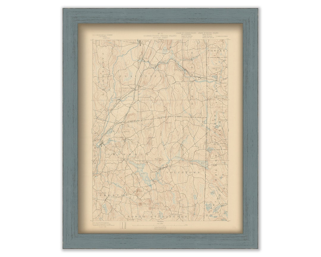 PLAINFIELD, GRISWOLD and VOLUNTOWN, Connecticut 1893 Topographic Map