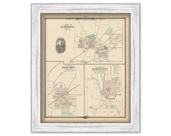 PLATTEVILLE, BOSCOBEL and DARLINGTON, Wisconsin 1878 Map, Replica or Genuine Original