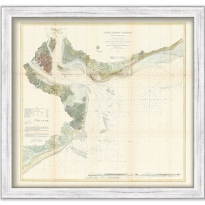 CHARLESTON HARBOR, South Carolina 1866 Colored Nautical Chart