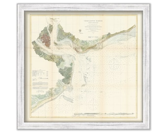 CHARLESTON HARBOR, South Carolina 1866 Colored Nautical Chart