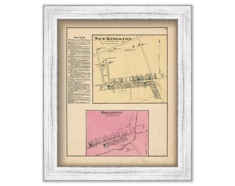 NEW KINGSTON and HOGESTOWN, Pennsylvania 1872 Map - Replica or Genuine Original