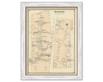 Town of Handcock, Massachusetts 1876 Map-Colored Reproduction