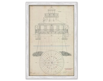 CRAIGHILL CHANNEL Lower Range Front Light, Maryland  - Drawing and Plan of the Lighthouse as it was in 1883.
