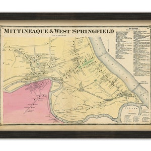 Villages of MITTINEAQUE and WEST SPRINGFIELD, Massachusetts 1870 Map