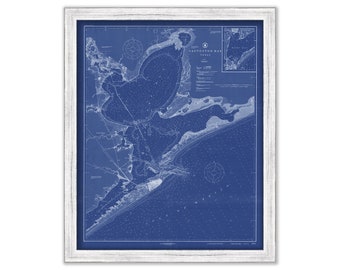 GALVESTON BAY, Texas - 1919 Nautical Chart Blueprint