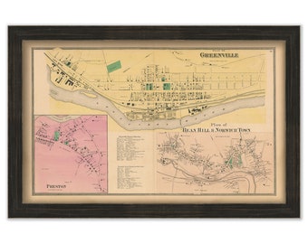 PRESTON, GREENVILLE and NORWICH, Connecticut, 1868 Map