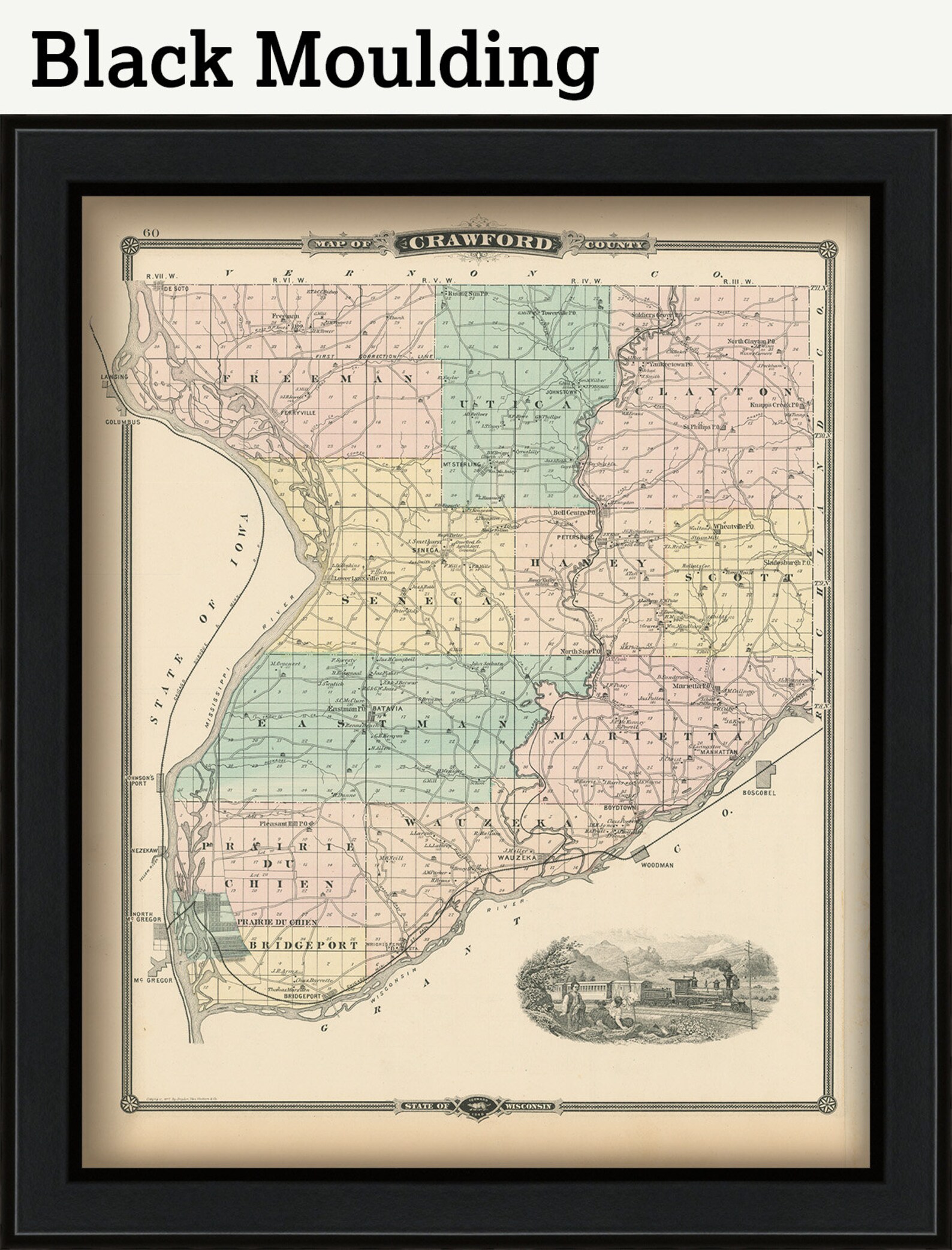 CRAWFORD COUNTY Wisconsin 1878 Map Replica or Genuine Etsy