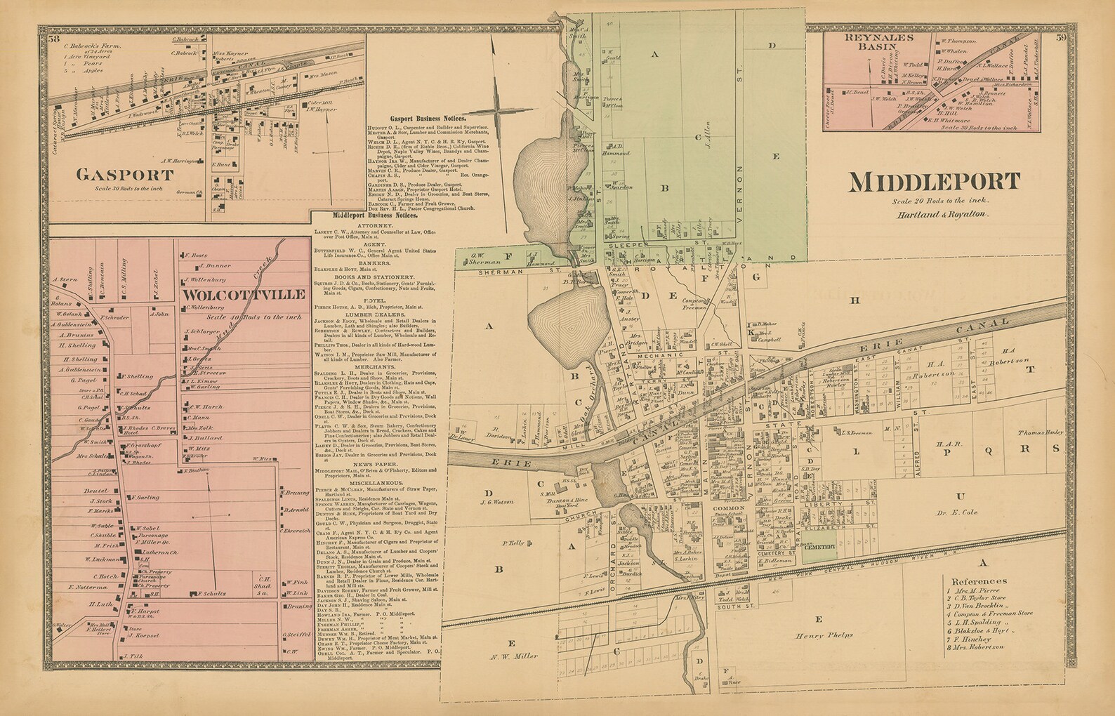 MIDDLEPORT New York 1875 Map Replica or Genuine Original Etsy