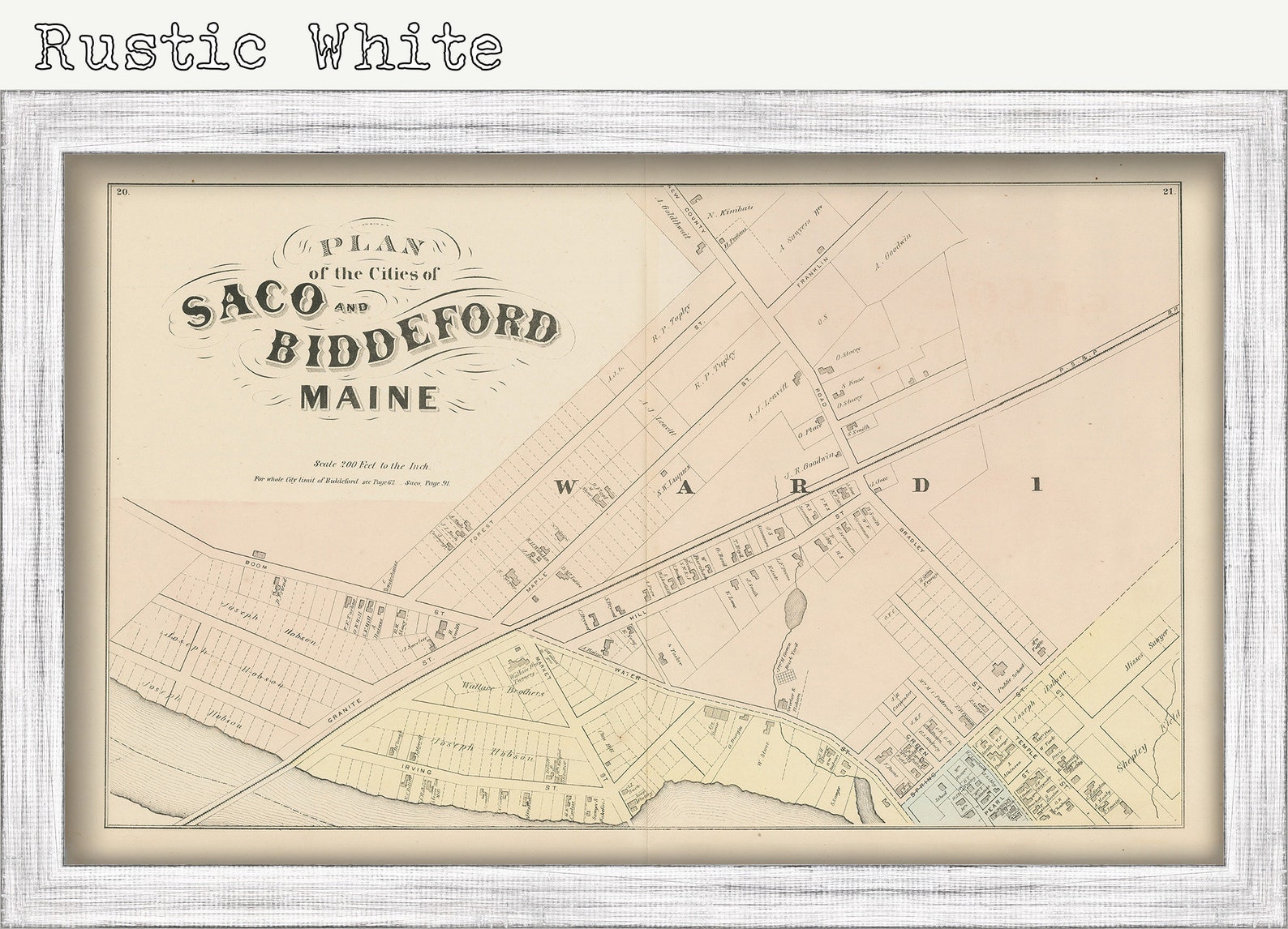 City of SACO and BIDDEFORD Maine 1872 Map Etsy